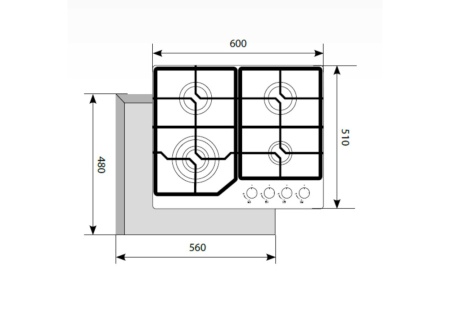 Газовая варочная поверхность GVG 640-1 BL