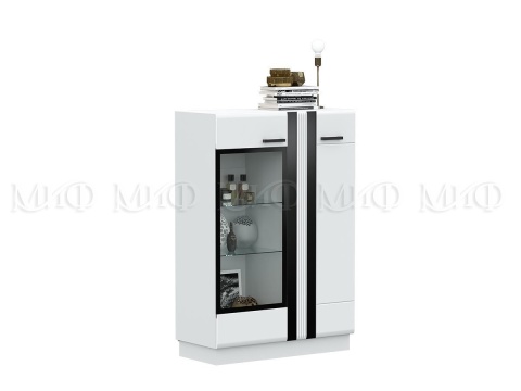 Гостиная Манифик МДФ (Ш-3000 x В-2126 x Г-650 мм)Белый/Белый Глянец